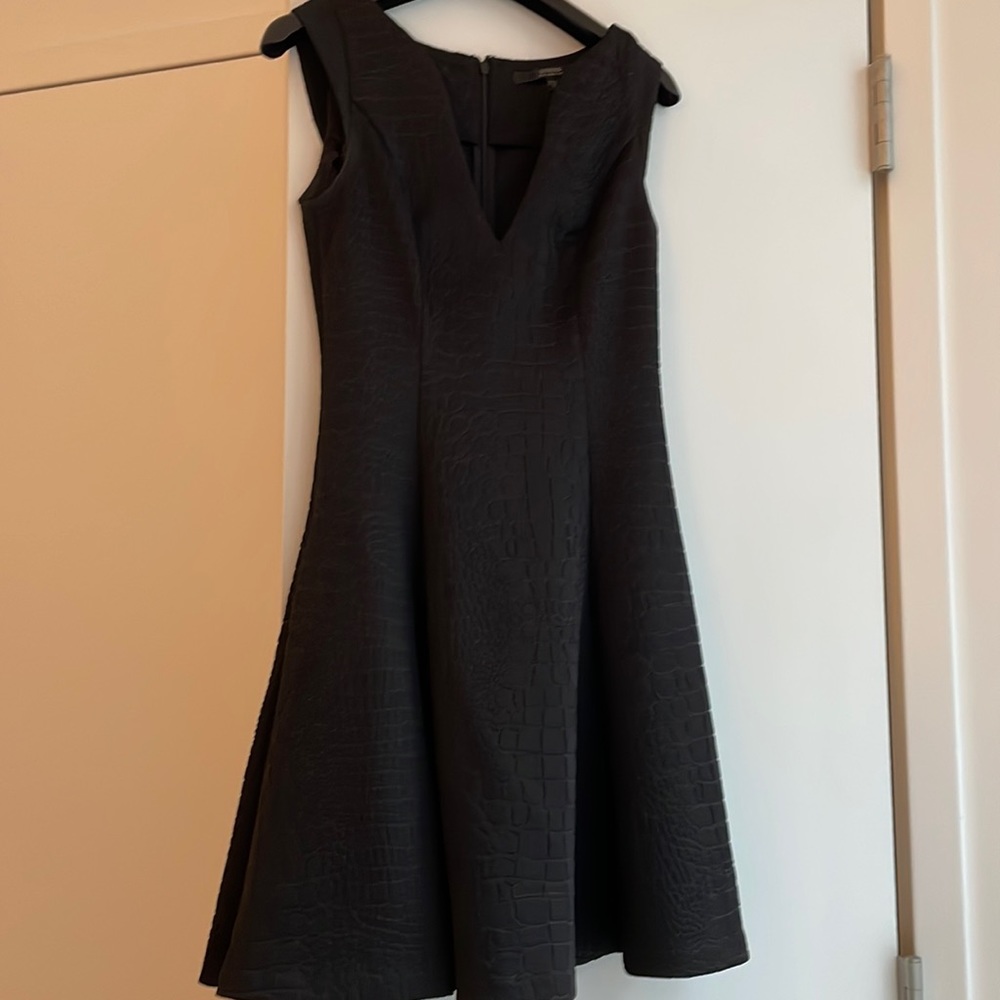 GUESS Womens Large Hourglass Embossed Crocodile Fall Fit and Flare Dress Black